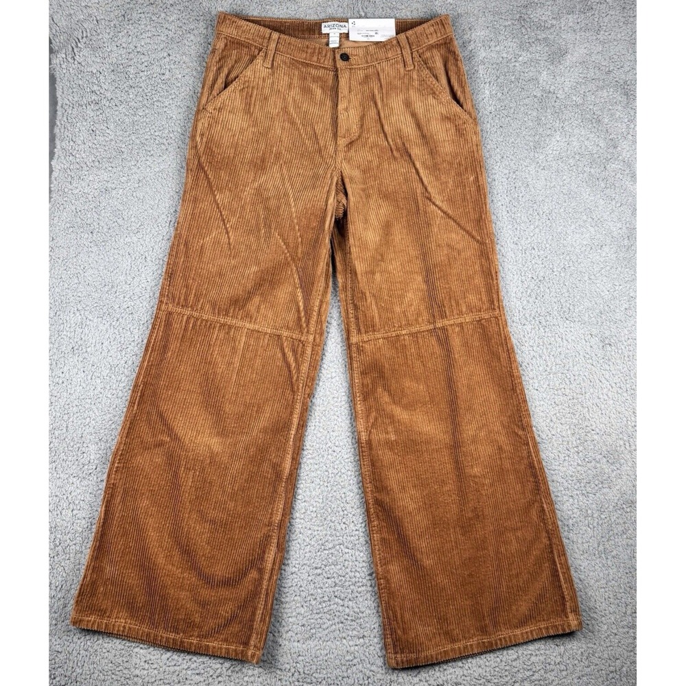 Arizona Womens Junior Low Rise Baggy Wide Leg Corduroy Pants Brown Size 11 NWT